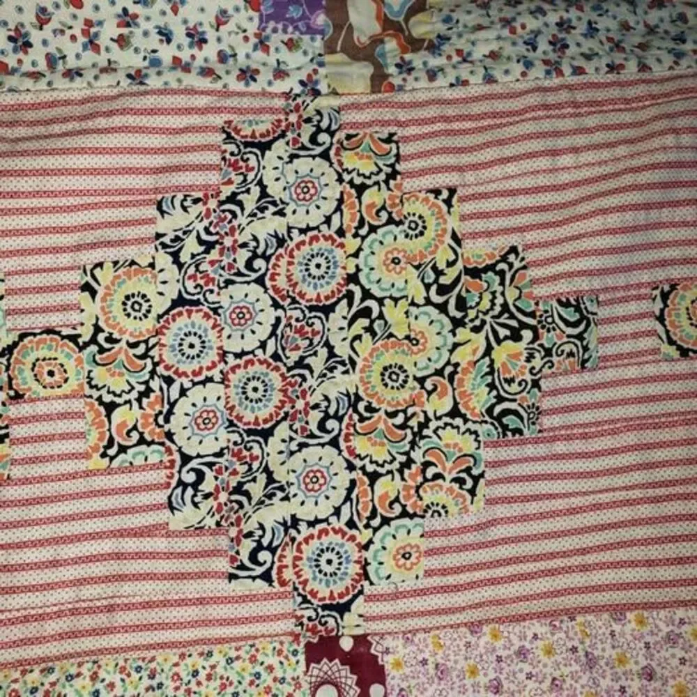 Handmade Patchwork Quilt Blanket 1940s or 50s